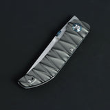 Tenable Tarkin Liner Knife | 3.4" Stonewashed Nitro-V Blade | Gray Aluminum with Faceted Wave Texture Handle | Matthew Christensen Design | B1078A1