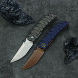 Tenable Tarkin Liner Knife | 3.4" Stonewashed Nitro-V Blade | Gray Aluminum with Faceted Wave Texture Handle | Matthew Christensen Design | B1078A1