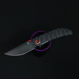 Tenable Tarkin Liner Knife | 3.4" Blackwash Nitro-V Blade | Black G10 with Faceted Wave Texture Handle | Matthew Christensen Design | B1078A3