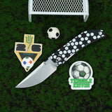 Tenable Exclusive Soccer-Themed Tarkin Folding Knife | 3.4" Stonewashed Nitro-V | Black G10 with Soccer Themed Pattern Handle | Matthew Christensen Design - B1078A5 （Limited 200）
