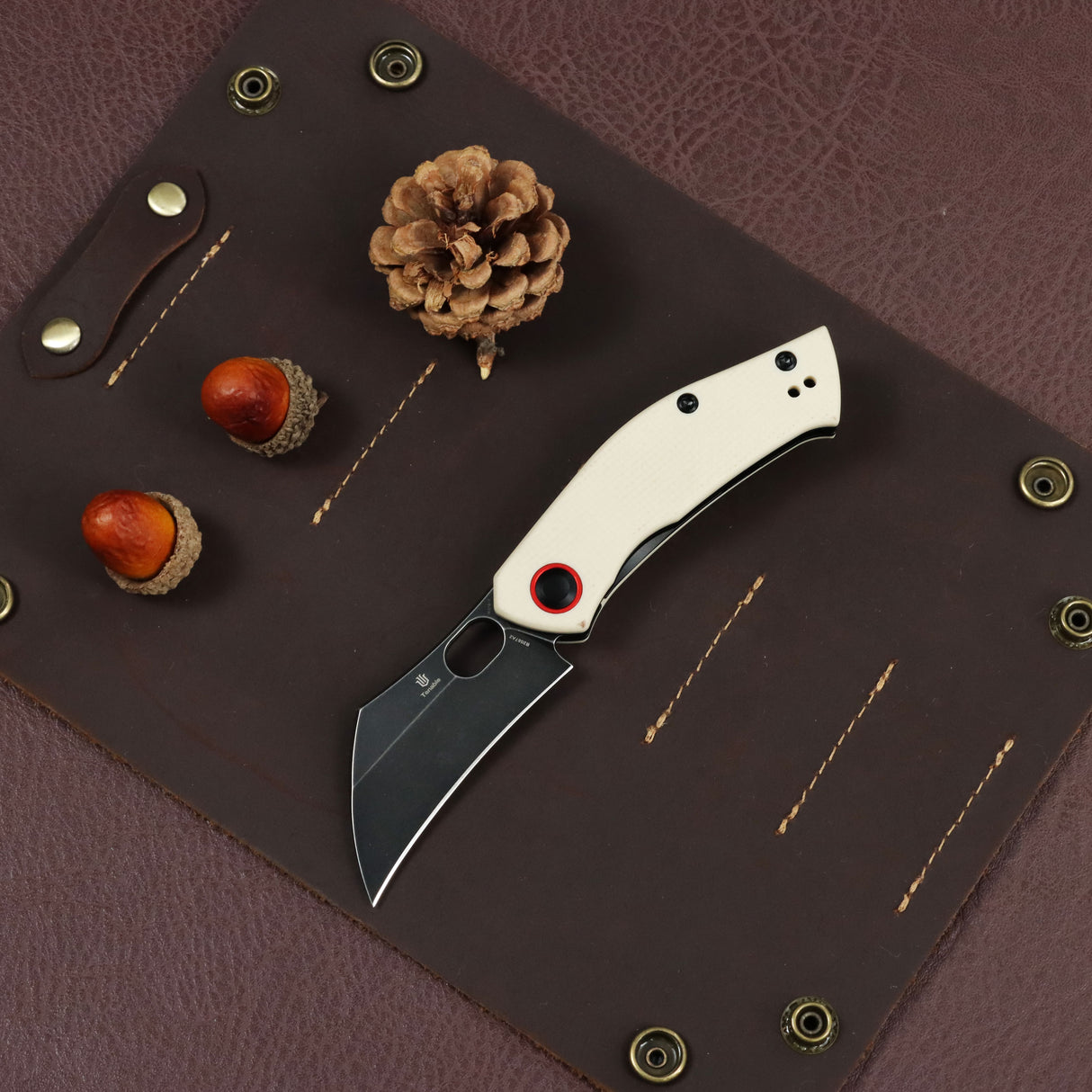Tenable Osprey Folding Knife | 2.22" Blackwash Nitro-V | Ivory White G10 Handle | Triple Stripe Knives Design - B2087A2