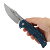 Tenable Orion Flipper Folding Knife | Blue Topo G-mascus Handle | Stonewashed 14C28N | JB Stout Design | B1089A1