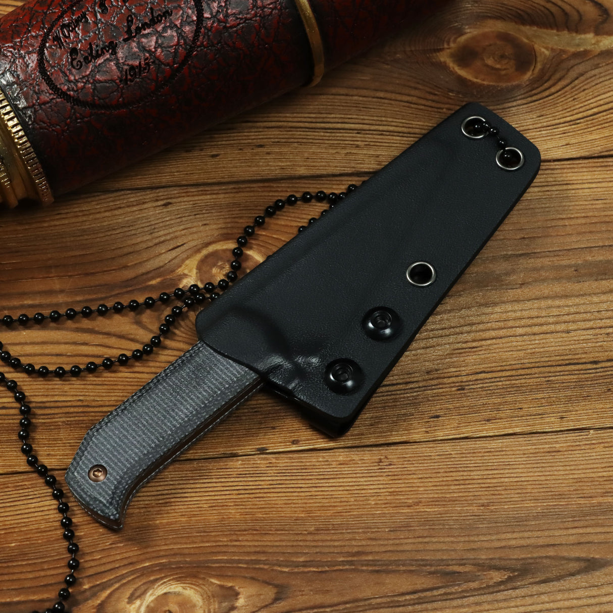Pre-Order：Ships by Aug. 20 | Tenable ToothPik Fixed Blade | 3.04“ Rose Gold 14C28N Blade | Black Micarta Handle | Pinkerton Knives Design - G020A3