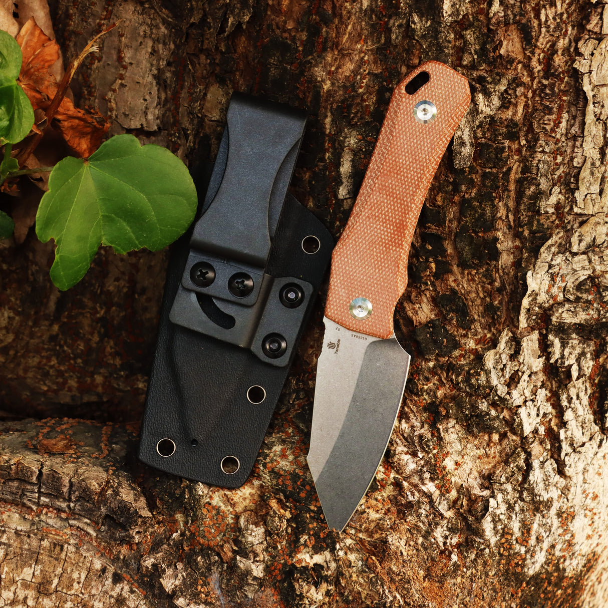 Tenable Loki Fixed Blade Knife |2.99" Stonewashed D2 Blade | Brown Micarta Handle | Steven Dunnuck Design | G1058A5