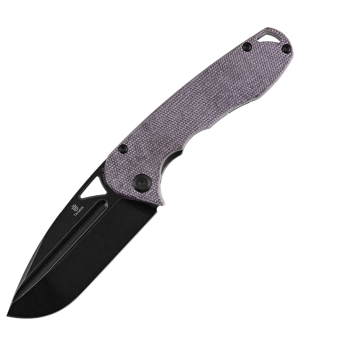 Pre-order: Ships on the Nov. 21st - Tenable Bömbur Folding Knife Purple Micarta Handle (3.53'' Blackwashed D2 Blade) Midgards Messer Design--T1054A6
