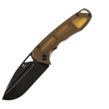 Pre-order: Ships on the Nov. 21st -Tenable Bömbur Folding Knife Amber PEI Handle (3.53'' Blackwashed Blade) Midgards Messer Design--T1054A7