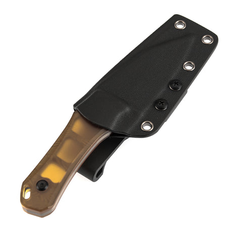Knife with a black sheath on a white background