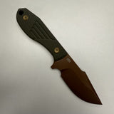 Tenable Tiny Dancer Fixed Blade Knife | 3.17" Rose Gold D2 Blade | Olive Green G10 Handle | JB Stout Design | G014A7