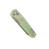 Tenable Beaver Cross Bar Lock Folding Knife Jade G10 Handle (3.44'' Stonewashed Nitro-V Blade) Kim Ning Design-T1105V4