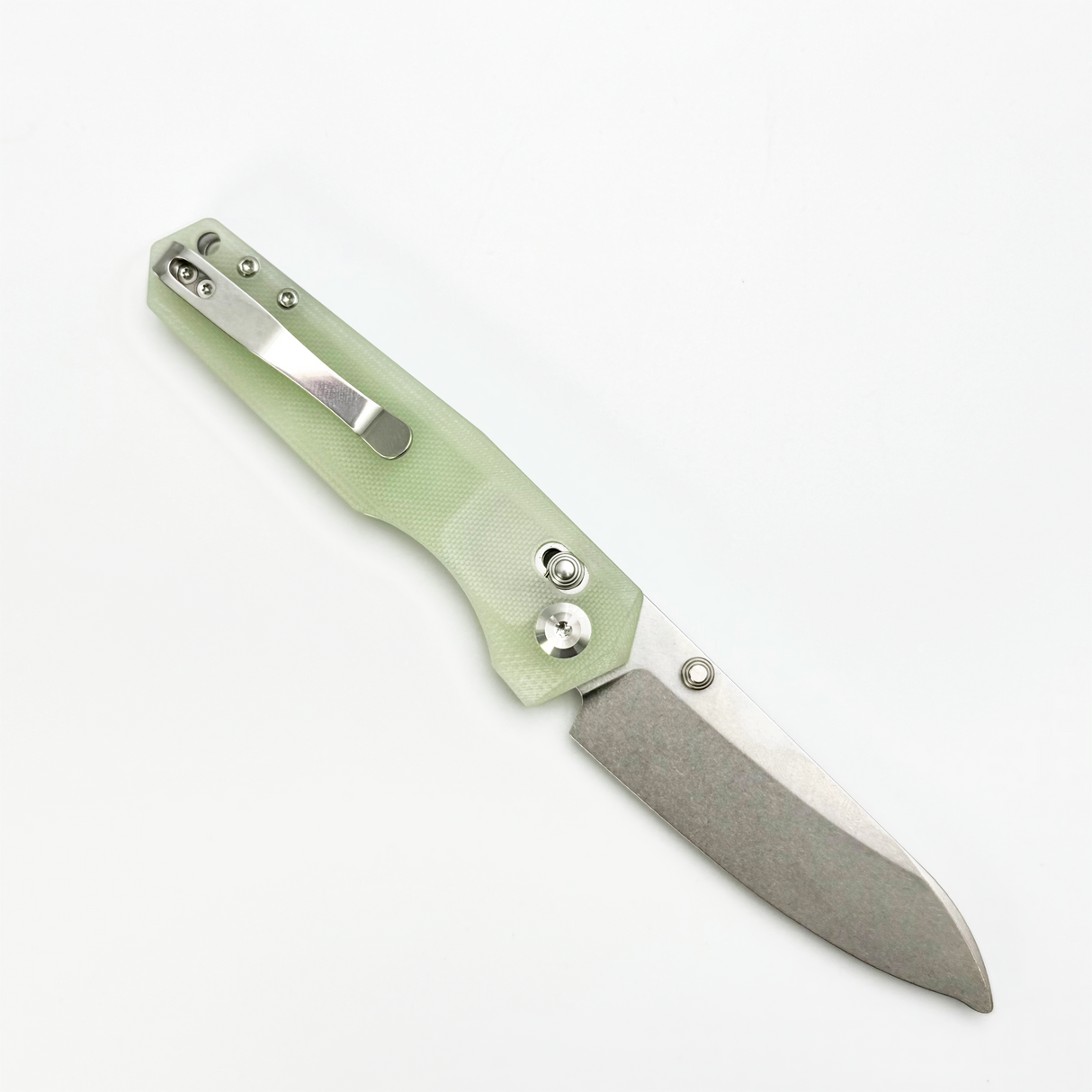 Tenable Beaver Cross Bar Lock Folding Knife Jade G10 Handle (3.44'' Stonewashed Nitro-V Blade) Kim Ning Design-T1105V4