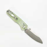Tenable Beaver Cross Bar Lock Folding Knife Jade G10 Handle (3.44'' Stonewashed Nitro-V Blade) Kim Ning Design-T1105V4